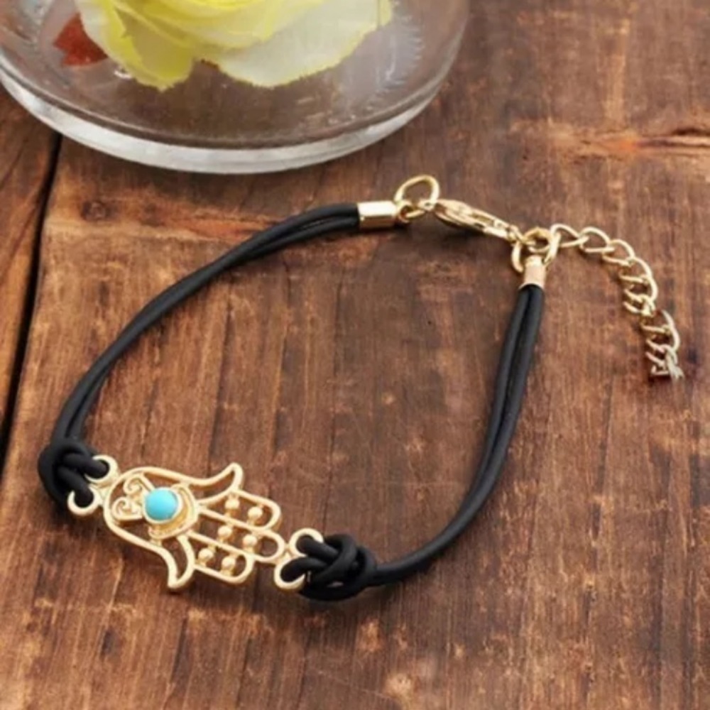 NWT🧿Hamsa Evil Eye Lucky Boho Gold Bead Nracelet - Picture 6 of 8